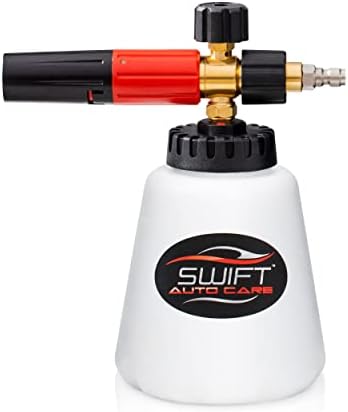 Swift Premium Foam Cannon for Pressure Washer – Heavy Duty Foam Sprayer for Car Wash | ¼ Inch Quick Connector | Adjustable Wide Mouth for Extra Thick Snow Foam | Holds 1 Liter of Soap! by Swift+Auto+Care