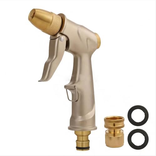 Garden hose nozzle spray, heavy metal high-pressure water gun, rotating can obtain different types of spray, watering plants and lawn, car washing, yard and pets (Short nozzle quick connection) by Unknown