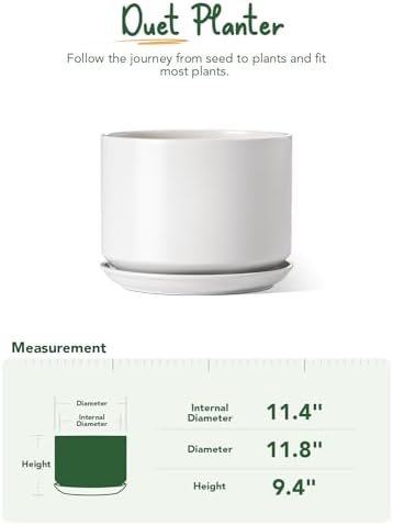 LE TAUCI 12 Inch Pots for Plants, Ceramic Planter with Saucer, White - Image 5