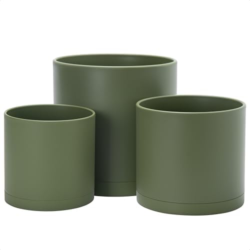 D'vine Dev 3-Pack Plastic Pots & Saucers, 6.5/8/10 in, Olive, 74-V-I-4 by DvineDevPlanterPotsandStand