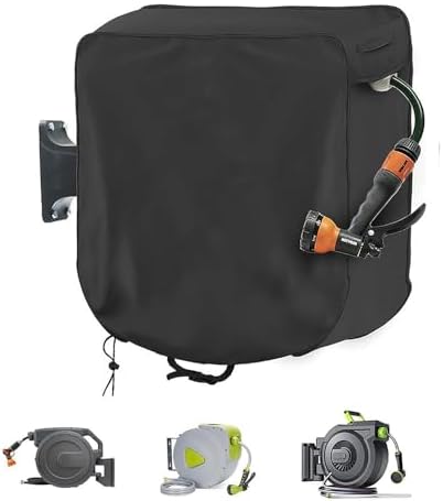 Hose Reel Cover for Wacotoya 175FT 2021-2026, Heavy Duty Garden Hose Reel Cover, Wall Mounted Hose Storage Cover, Adjustable Hem, Dust Resistant Outdoor Protection,A Black by BMOKUAE