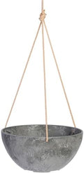 Root & Vessel Self Watering Hanging Planter for Indoor or Outdoor Plants, Unique Marbled Hanging Basket Made of Eco-Friendly Blend of Stone & Plastic, Gray, 12" by Novelty
