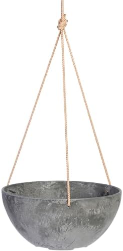 Root & Vessel Self Watering Hanging Planter for Indoor or Outdoor Plants, Unique Marbled Hanging Basket Made of Eco-Friendly Blend of Stone & Plastic, Gray, 12" by Novelty