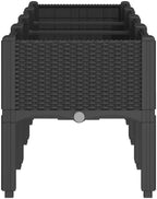 Black Garden Planter Box with Legs 63 Inch Polypropylene Rattan - Image 4