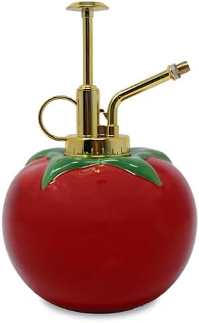 ban.do Tomato-Shaped Plant Mister, Indoor Plant Accessories, Watering Can, Ceramic, 16 oz, Tomato Red by bando