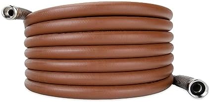 Camco EvoFlex 25-Ft Water Hose - RV Drinking Water Hose Contains No Lead, No BPA & No Phthalate - Flexible Design w/Stainless Steel Strain Relief Ends - 5/8” Inside Diameter, Brick (22583) by Camco