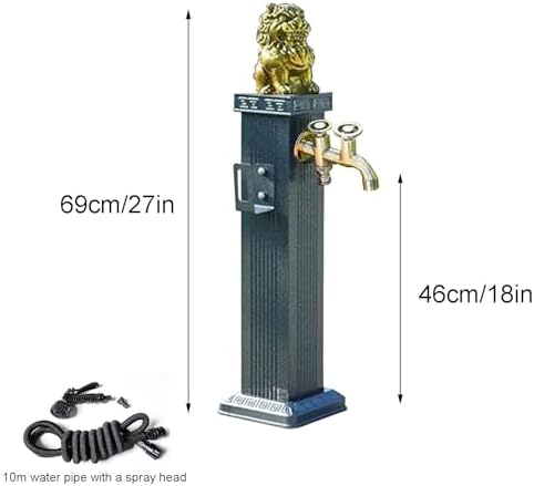 Free Standing Water Column for Home Garden, Outdoor Column Faucet, Garden Hose Holder with Full Copper Faucet, Square Garden Water Column, Stainless Steel(Multi-Colored,69cm/27in) - Image 2