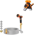 Giraffe Tools Garden Hose 25ft x 5/8", 304 Stainless Steel Metal Water Hose and 2-Way Garden Hose Splitter with Shut-Off Valves by GiraffeTools