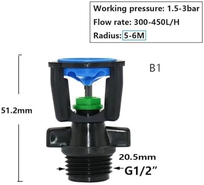 360 Degree Rotating Jet Sprinklers Double Outlet Rocker Nozzles1/2 Male Thread for Garden Farm Lawn Irrigation(B1) - Image 2