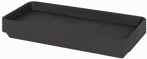 VUWEZ 6 Pack of Plastic Plant Tray Saucer Rectangular 14 inch, Plant Trays Saucers for Indoors Outdoor, Plant Water Drip Tray for Flower Pot Planter, Windowsill Plant Tray (6.8 X 14.5'', Brown) by VUWEZ