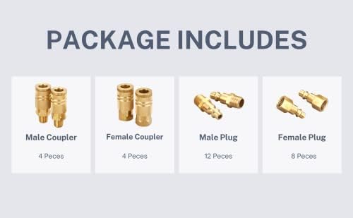 Industrial Brass Air Coupler & Plug Kit, 1/4" NPT - Image 3