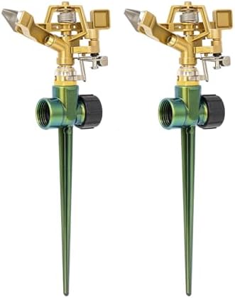 RESTMO 2 Pack All-Metal Impact Sprinkler Head on Sturdy Spike Base by Restmo
