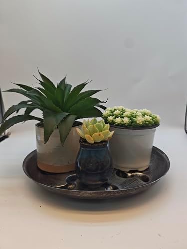 4 Pack 14inch Decorative Sturdy Plant Saucer,Antique Silver Plastic Plant drip Tray Stylish Round Plant Tray - Image 7