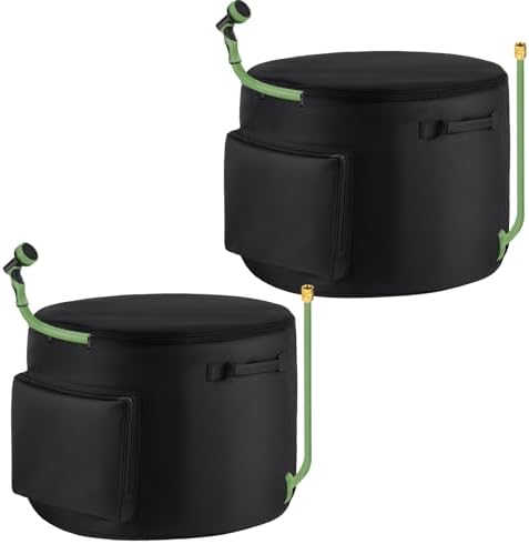 Shinylin 2 Pack Garden Water Hose Holder Storage Bags for 150 ft Hose, Heavy Duty Oxford Storage Bag with Entry Hole, Water Hoses Pot for Outside Inside, Garage, Rv, Warehouse, Garden Tools by Shinylin