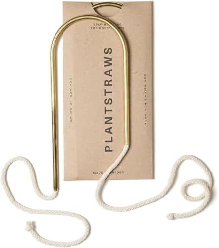 Beautiful Self-Watering Wick System for Effortless Plant Care, Automatic Drip Irrigation, Sustainable & Stylish Scandinavian Design, Ideal for House Plants (S, Brass Patina) by PLANTSTRAWS