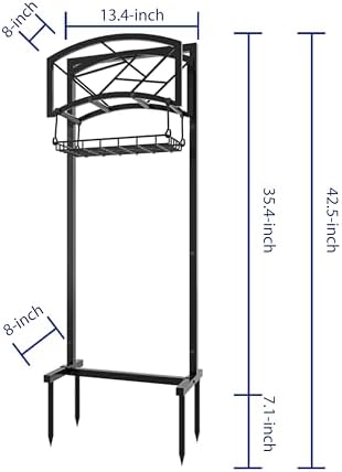Fire Beauty Heavy-Duty Portable Garden Hose Holder with Storage Basket,80+ lbs Capacity, Modern Geometric Design, Holds 180ft 1/2" Hose,Dual Support Rods & Rustproof Screws - Image 7