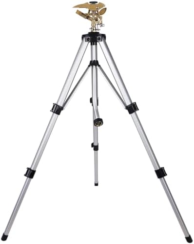 Biswing Large Impact Sprinkler Head on Tripod Base, Adjustable Zinc Alloy Lawn Sprinklers for Yard Lawn Garden, 3/4" NH Connector, 360 Degree Large Area Coverage Irrigator with Extension Legs, 1 Pack by Biswing