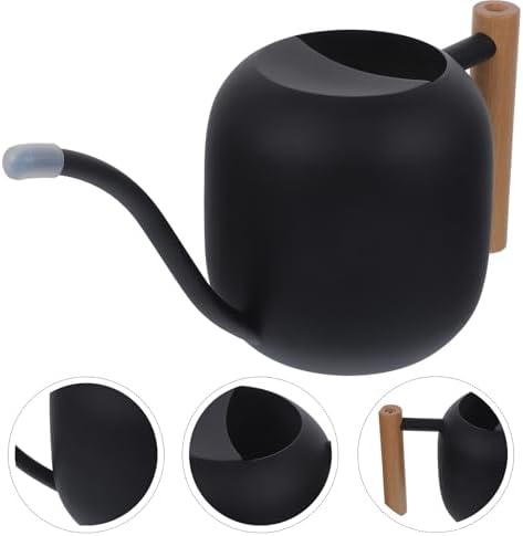 GANAZONO Stainless Steel Long Spout Watering Can with Wood Handle 1.2l for Indoor Plants and Succulents, Black Metal Plant Mister for Home Gardening and Flower Care - Image 6