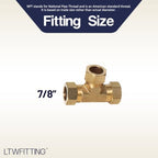 LTWFITTING 7/8-Inch OD Compression Tee,Brass Compression Fitting(Pack of 3) - Image 2