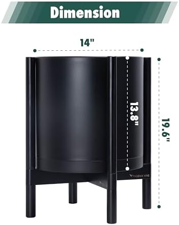 D'vine Dev Plastic Pot with Ebony Wood Stand, Black, 14 in, 55-C-T-2 - Image 3