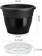 10 Pack 8 Inch Black Nursery Pots with Drainage Holes and Saucers - Image 2