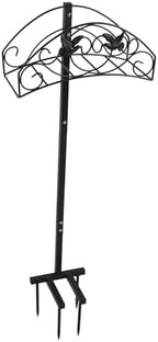 Garden Hose Holder, Freestanding Water Hose Storage Stand, Heavy Duty Detachable Hose Hanger with Top Storage Basket, Easy Installation, Iron Material for Outside Yard - Image 5