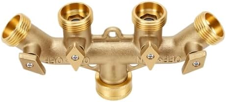 Brass 4 Way Garden Hose Splitter Ball Valve Adapter - Image 3