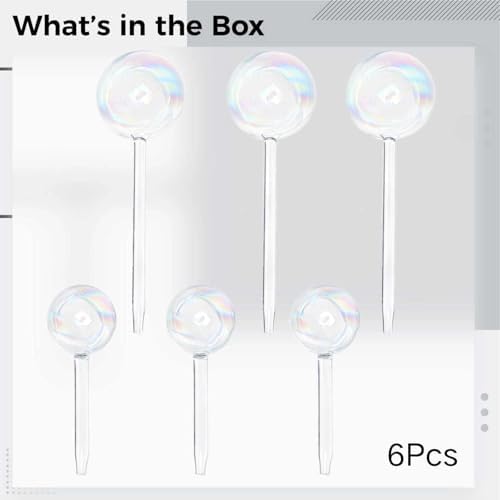 6 Pcs Iridescent Glass Self Watering Globes, Decorative Rainbow Plant Watering Bulbs, Automatic Irrigation System for Indoor and Outdoor Plants, Small and Large Sizes, Easy Watering Set - Image 4