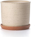 8 Inch Ceramic Plant Pot with Drainage Hole & Separate Saucer by Chubacoo