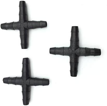 Hose Connector Adapter 200 Pcs Cross Straight For 4/7 Mm Hose 1/4 'barb Barbed Connector Cross Tee Threaded Garden Lawn Trees Greenhouse Irrigation (Diameter : 1/4'') by Unknown