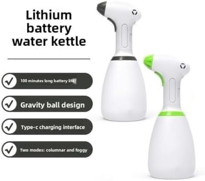 Plant Spray Bottle, 1L Electric Watering Can Rechargeable Flower Spray Device Household Automatic Plant Tool Disinfection Special Medicine for Gardening(Green) - Image 2
