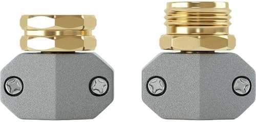 Garden Hose Repair Kit, Fits 3/4 and 5/8 Inch Hoses, Solid Male and Female Hose End Replacement, Water Hose Repair Fix Connector(1 Set) by Unknown