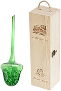 Plant Watering Globes Automatic Glass Watering Bulbs, Glass Ball Planter, Garden Watering Cans Glass drip System, Single Wood Wine Box for Gifting and Storage (Green) by ACEVER--LivewithSmile