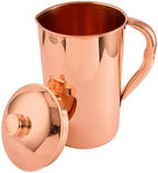 100% Pure Copper Pitcher 50.72 Oz / 1500 ml | Drinking Water Traditional Plain Pitcher With Lid | Copper Jug Handle Water Bottle | Ayurveda Health Benefits | Serving Water in Daily Use by 2activelife