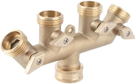Aramox Brass 4-Way Garden Hose Splitter with G3/4 Thread and Ball Valve by Aramox