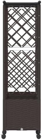 Raised Garden Bed with Trellis Roof Wheels Brown 64in - Image 5