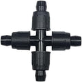 USA Made - 5 PACK Premium 1/2 Inch I.D 590" - .630" Drip Tape Irrigation Tubing 18mm Cross 4 Way Universal Perma-Loc Connector Barbed Locking Fitting - Fits All Brands Rainbird, Netafim, Etc. 18mm by OneStopOutdoor