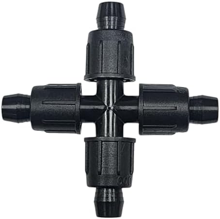 USA Made - 5 PACK Premium 1/2 Inch I.D 590" - .630" Drip Tape Irrigation Tubing 18mm Cross 4 Way Universal Perma-Loc Connector Barbed Locking Fitting - Fits All Brands Rainbird, Netafim, Etc. 18mm by OneStopOutdoor