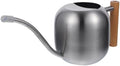 Watering Can for Indoor Plants Stainless Steel 1.2l with Wooden Handle by Sosoport