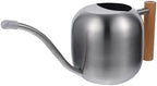 Watering Can for Indoor Plants Stainless Steel 1.2l with Wooden Handle by Sosoport