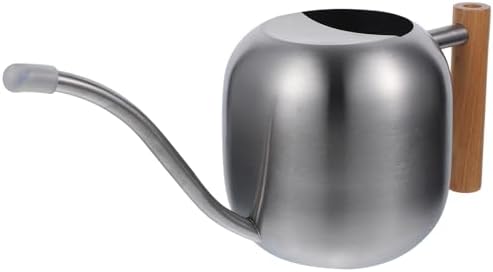 Watering Can for Indoor Plants Stainless Steel 1.2l with Wooden Handle by Sosoport