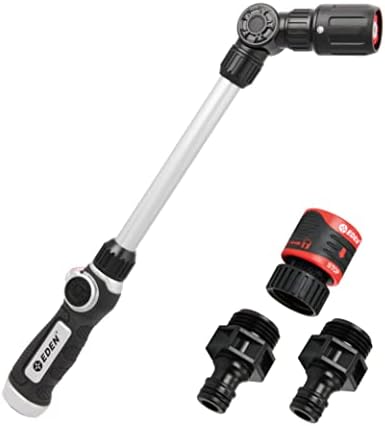 Eden 94621 PRO Metal 18 in. Turbo Watering Wand | 4 Spray Patterns, Thumb-Control Garden Hose Sprayer with Adjustable Head & Quick Connect Set for Lawn, Garden & Outdoor Cleaning by EDEN