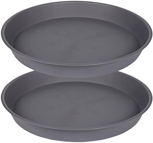 2 Pack of 20 21 inch Plant Saucer Round, Deep Plant Saucers for Pots, Heavy Duty Plastic Plant Drip Tray for Indoors Outdoor, Bird Bath Bowls, Plant Trays for Planter 19-22" (21 inch, Cement) by Bleuhome