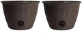 The HC Companies 18 inch Woven Garden Hose Holder, Lightweight UV-Resistant Plastic Water Hose Holder with 100-Foot Capacity, 2-Pack Water Hose Pots for Garden, Patio & Home Organization, Chocolate by TheHCCompanies