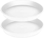 2 Pack of 20 21 inch Plant Saucer Round, Deep Plant Saucers for Pots, Heavy Duty Plastic Plant Drip Tray for Indoors Outdoor, Bird Bath Bowls, Plant Trays for Planter 19-22" (21 inch, White) by Bleuhome