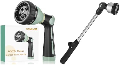 FANHAO Metal Water Hose Nozzle Sprayer+16 Inches Metal Watering Wand by FANHAO