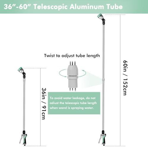 RESTMO Long Telescopic Watering Wand for Garden Hose, 36”-60” Garden Wand - Image 2