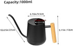 Stainless Steel 1000ml Watering Can with Long Spout, Black - Image 2