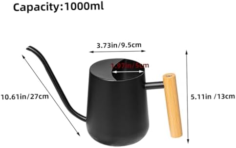 Stainless Steel 1000ml Watering Can with Long Spout, Black - Image 2