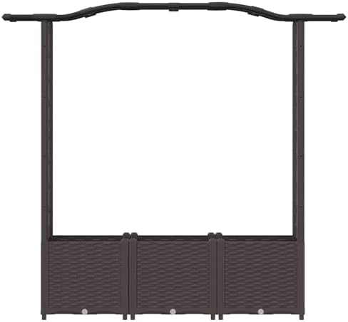 Raised Garden Bed with Trellis and Roof, Brown PP Planter Box - Image 4